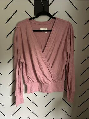 Anthropologie pink wrap sweater long sleeve soft